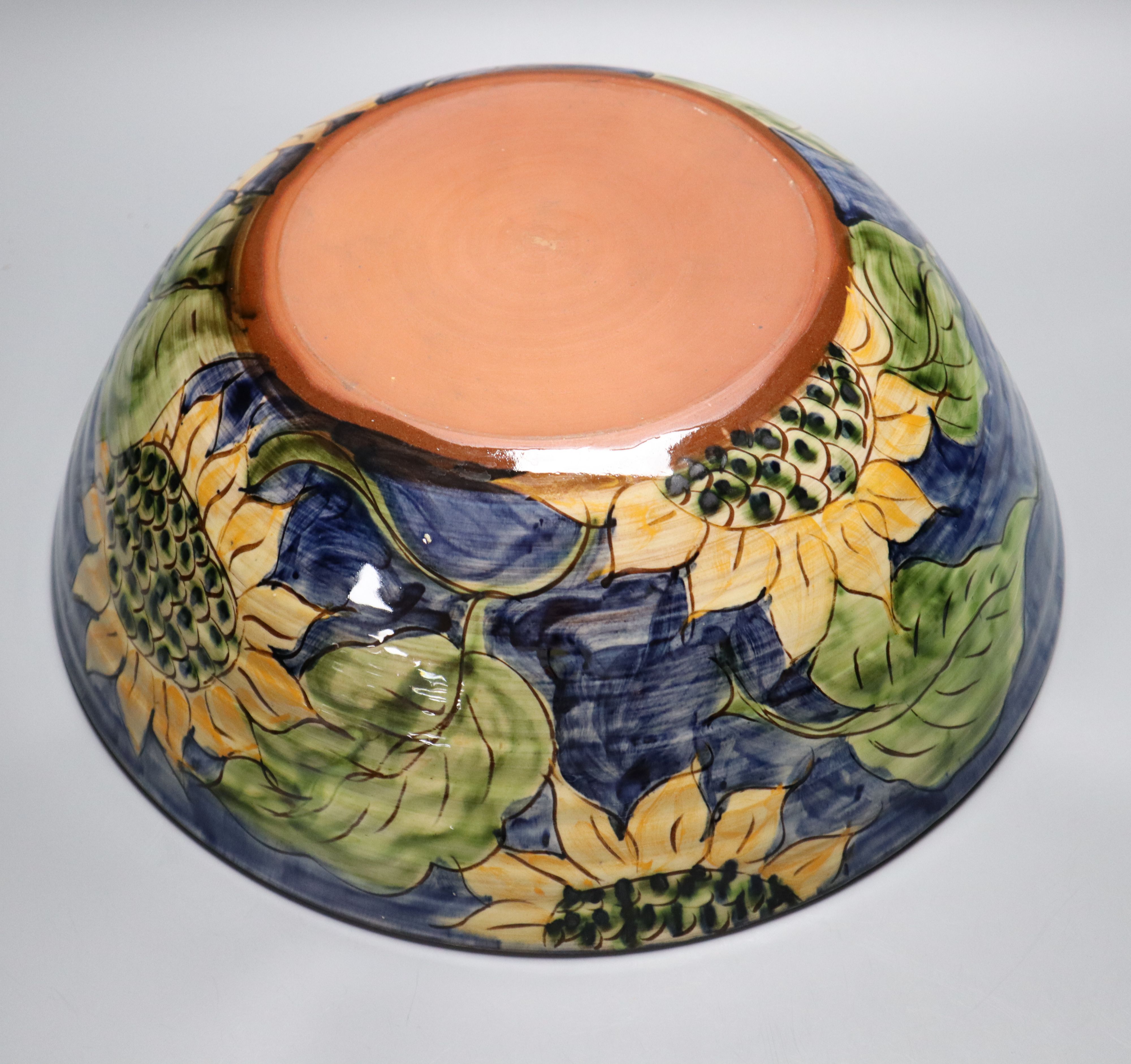 A Paul Jackson studio pottery Sunflower bowl, signed, diameter 36cm